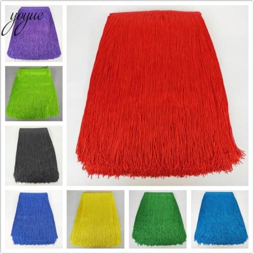 YOYUE 10 meter 100cm Long Fringe Lace Tassel Polyester Lace Trim Ribbon Latin dance skirt curtain fringes for sewing