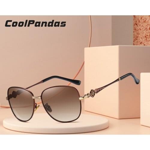 CoolPandas 2021 Womens Sunglasses Gradient Polarized Lens Luxury Design Ladies Elegant UV400 Protection Lunette De Soleil Femme