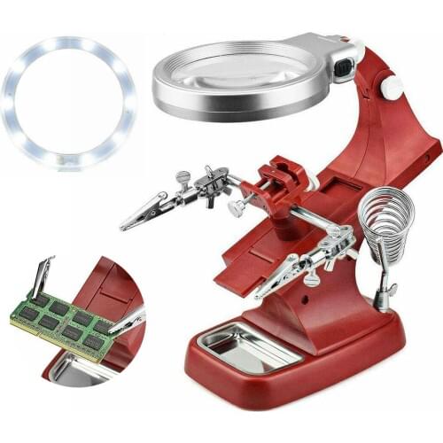 1 Set Magnifier LED Soldering Helping Station Adjustable Soldering Iron Holder Clamp Welding Accessory Equipment