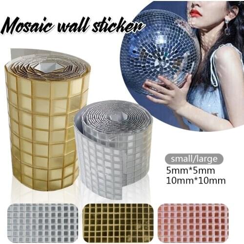 1Roll Self-adhesive Mini Square 5/10mm Acrylic Mirror Mosaic Tiles For Diy Bathroom Wall Sticker Handmade Crafts Home Decor