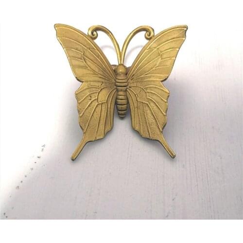 1Pc Retro Golden Butterfly Animal Shaped Handles Solid Brass Handle Cabinet Door Wardrobe Shoes Doors Knobs Decoration Pulls