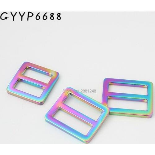 10-30pcs Rainbow 20mm 25mm Tabular curved adjust bag pets strap adjusted buckle Slider Tri-glide adjuster welded