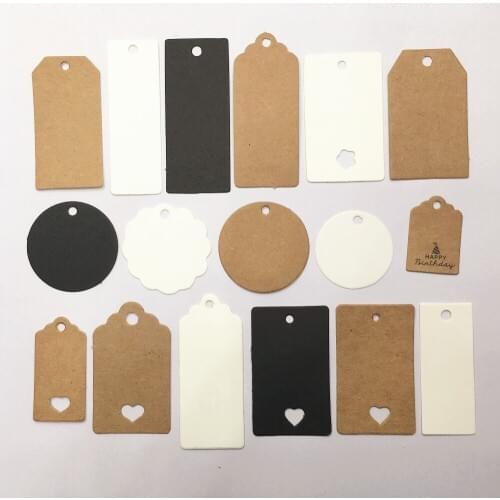 100pcs Kraft Paper Multi-style Packaging Hang Tags Wedding/Birthday Party Candy Boxes Price Tags for Flower/Cosmetics Labels