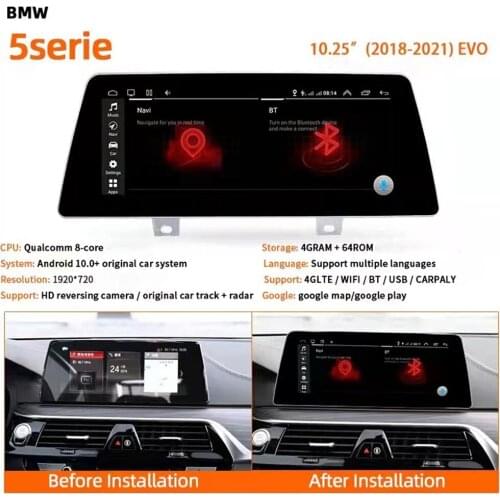 Nunoo 10.25 Inch Android 10.0 Car DVD Multimedia Player For BMW 5 Series G30 2018-2021 EVO Id6 IPS GPS Without Touch Screen