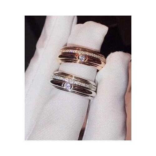 Brand 925 stelring silver wedding jewelry rotation ring big stone move turn rotating finger ring rose gold silver brand jewelry