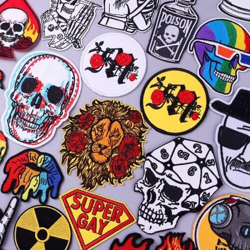 DIY Flower Lion Embroidered Patches For Clothing Lips Letter Patch Hippie Skull Patches On Clothes thermoadhesive patches Badge