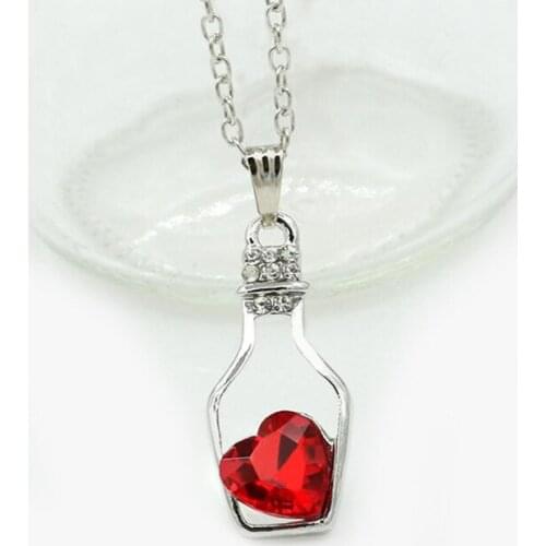 Drifting Bottle Necklace Women Heart Shape Crystal Pendant Jewelry Lovers Choker Gifts Girlfriends Birthday Chain Necklace Gifts