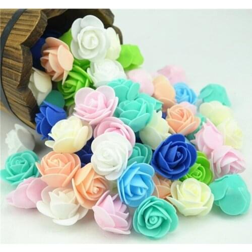 100Pcs Small Mini Artificial Foam Rose Peony Flower Heads Bulk DIY Craft Wedding Party Decorative Wreaths Bouquet