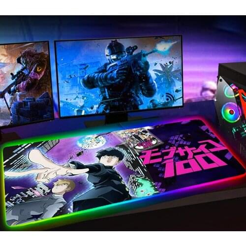 Rgb XXL Tapis De Souris Mob Psycho 100 Mousepad Gaming Accessiores Mouse Pad KAWAII Mause Pad LED Backlit Mat Alfombrilla Raton