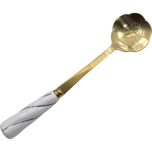 Coffee Mixing Spoon Petal Shape Kitchen Gadget Stainless Steel Ice Cream Demitasse Scoop for Home