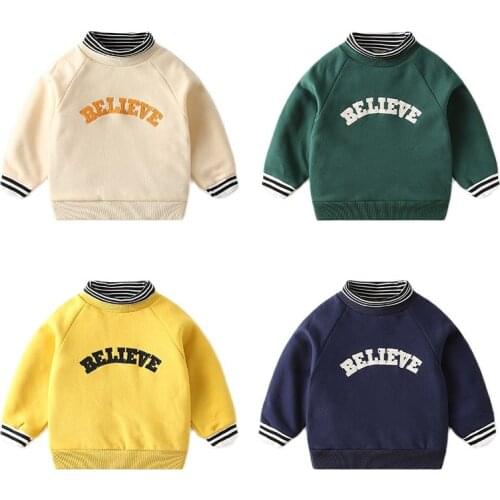 Fashion Toddler Boy Sweatshirt Baby Clothes Sweat Kids Thicken Letter Long Sleeve Pullover Outfit Tops For Children 2021 New