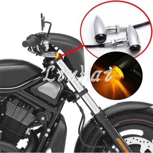 Motorcycle Chrome Mini Bullet Smoke Turn signal light For Harley cruiser chopper custom