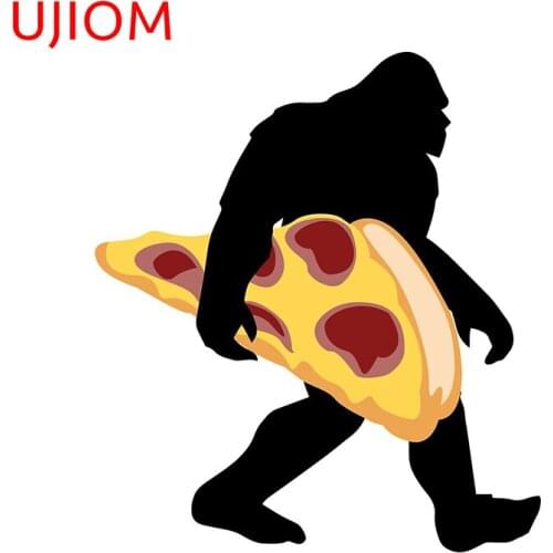 UJIOM Bigfoot Silhouette Carry A Pizza Slice Window Decal Waterproof Childrens Bedroom Decor Wall Stickers Mural Art