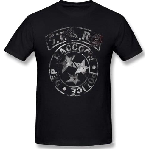 New Arrival S.T.A.R.S. Classic 100% Cotton residented evil Zombie Game Adult Crewneck TShirt Round Collar