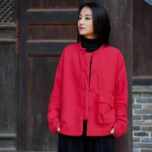 Autumn and winter new national style cotton padded coat short design women vintage warm jacket outwear