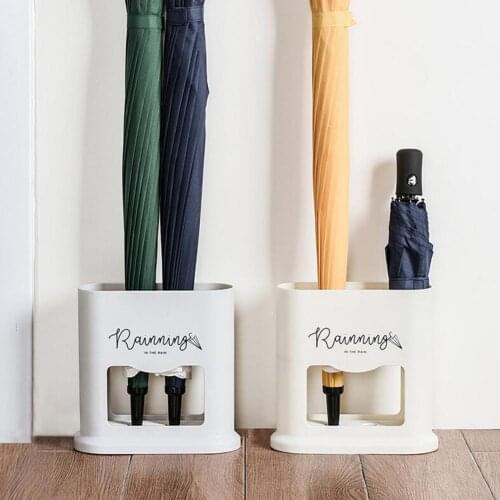 4 Holes Oval Umbrella Rack Stand Hallway Entryway Draining Can Storage Holder Rain Gear Stands