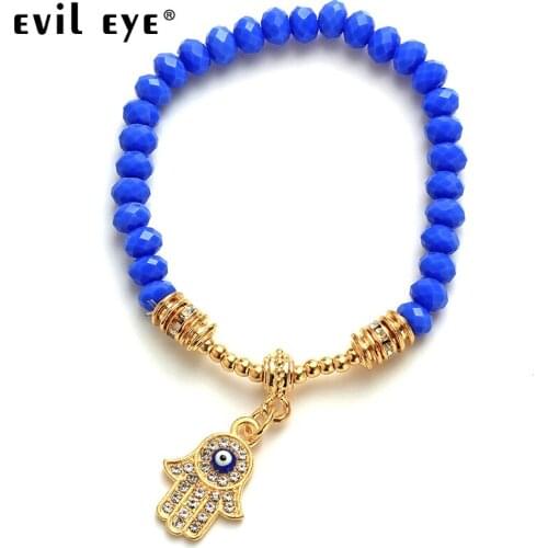 Evil Eye Fashion Alloy Hassam Charm Crystal Beads Bracelets Jewelry Pendant With BULE EVIL EYE EY2633