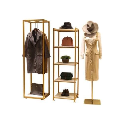 Shoe and Bag Display Shelf in Clothing Store Shop Window Display Shelf in Island Table Multi-storey Display Shelf Golden Simple