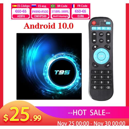 T95 Smart TV Box Allwinner H616 Android 10.0 4GB RAM 32GB 64GB Quad Core 1080P H.265 6K HD Set Top Box