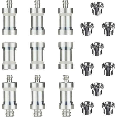 Camera Threaded Screw 1/4 Inch to 3/8 Inch Screw Tripod Adapter with 1/4"-20 to 1/4"-20 Nut Reducing Thread Nut