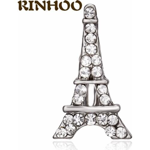 RINHOO Retro Rhinestone Iron Tower Brooches For Women Girls Fashion Design Shirt Dress Pins Badge Jewelry Accessories Gifts