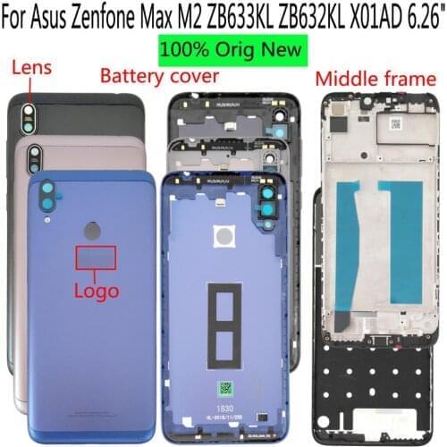 Shyueda 100% Orig New 6.26" For Asus Zenfone Max M2 ZB633KL ZB632KL X01AD Rear Back Door Housing Battery Door Cover middle frame