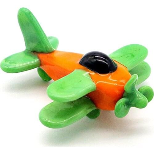 Mini Glass Airplane Figurines Children Room Decor Collection Cute Simulation Models Ornaments Holiday Party Xmas Gifts For Kids