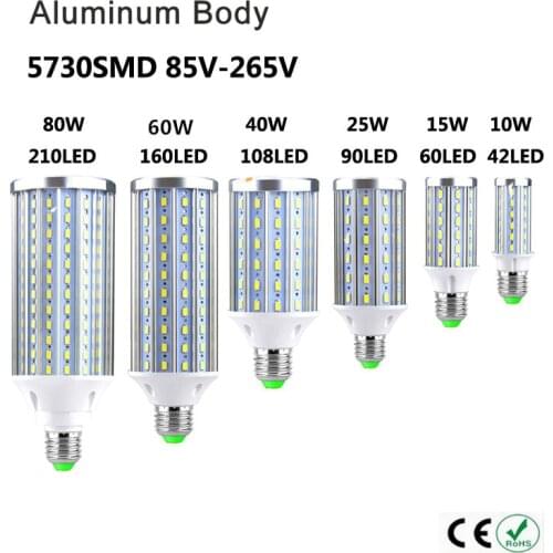 Super bright LED lamp E27 corn light 10W 15W 25W 30W 40W 50W LED Corn Bulb SMD5730 110V 220V 85-265V For home decoration Bulb