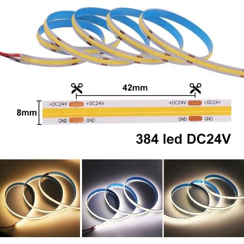 5M COB LED Strip Light DC 24V Flexible LED Light Strips 528leds/m Dimmable LED lightening White/Nature White/Warm White fita led