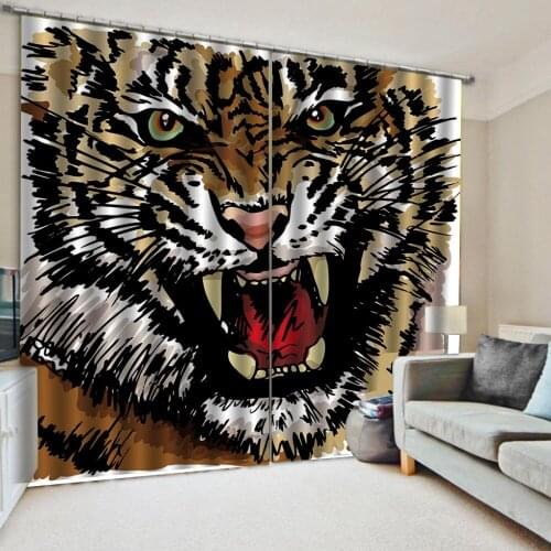 Tiger curtains 3D Curtain Printing Blockout Polyester Photo Drapes Fabric For Room Bedroom Window curtains