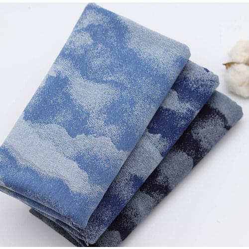 Thick Jacquard Denim Fabric Oriental Style After Washed Jeans Fashion Sewing Coat Pants Hat Home Textiles DIY Crafts 50X150cm