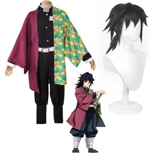Tomioka Giyuu Cosplay Costumes Demon Slayer Giyuu Wig and Kisatsutai Uniform Sets Halloween Accessories