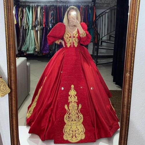Traditional Albanian Caftan Evening Dresses for Women Party Red Lace Appliques Prom Dress Robe De Soirée De Mariage