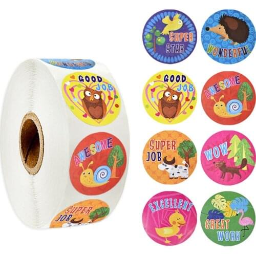 50-500pcs Colorful Animal Cartoon Behavior Encouragement Sticker Journal Scrapbooking Teacher Reward Stickers for Stationery