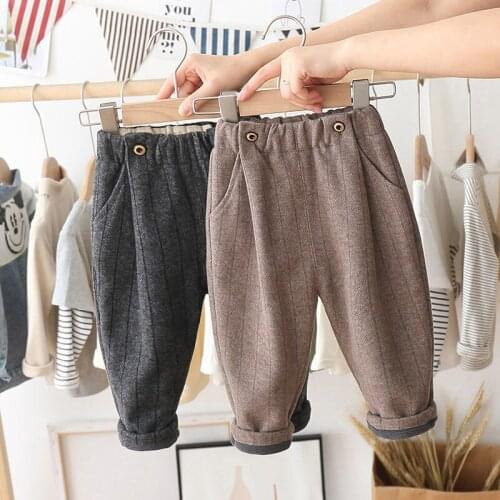 Spring Boys Cotton Pants Plaid Pattern Pants For Girl Spring Autumn Child Pants Casual Kid Clothes Loose Casual Haren trousers
