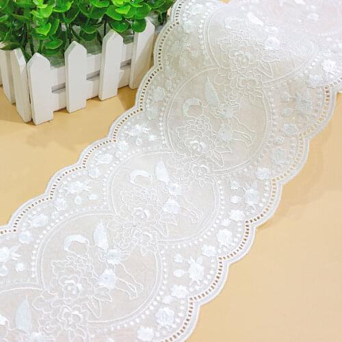 4 Yards Pure Cotton Vintage Angles Floral Embroidery Lace Trim Sewing crafts for Bridal, DIY crafts, Headbands, Baby Dress