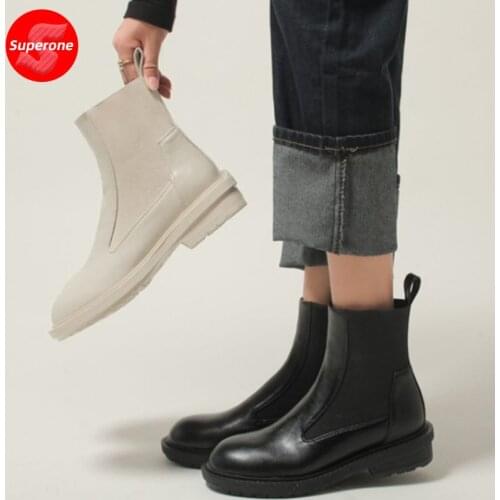Superone Size 31-43 Women Ankle Boots Flats Round Toe Shoes Women Fashion Party Winter Warm Boots Casual Footwear