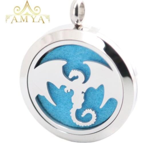 10pcs Pterosaurs Aromatherapy Essential Oil Surgical Stainless Steel Perfume Diffuser Locket Necklace Pendant Free 20pcs Pads