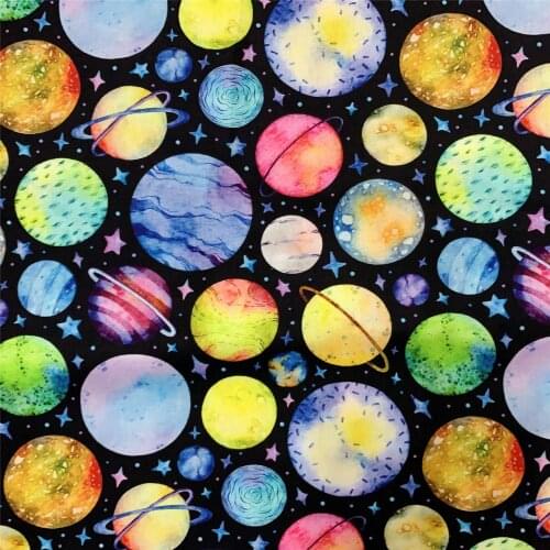 Jupiter Saturn Star Space 100% Cotton Fabric for Tissue Kids Home Textile Patchwork Cloth DIY Sewing Quilting Material Boy shirt
