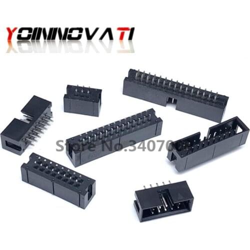 100PCS DC3 6P 8P 10P 14P 16P 20P 26P 30P 34P 40P 50P 2.54mm Socket Header Connector ISP Male Double-spaced Straight IDC JTAG