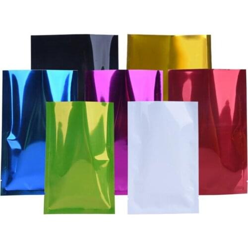 100pcs/lot Colorful Aluminum Foil Heat Sealing Bag Packaging Open Top Flat Food Vacuum Bag Customizable logo