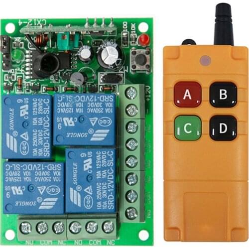 2000m DC12V 24V 4CH 4 CH Wireless Remote Control LED Light Switch Relay Output Radio RF Transmitter And 315/433 MHz Receiver