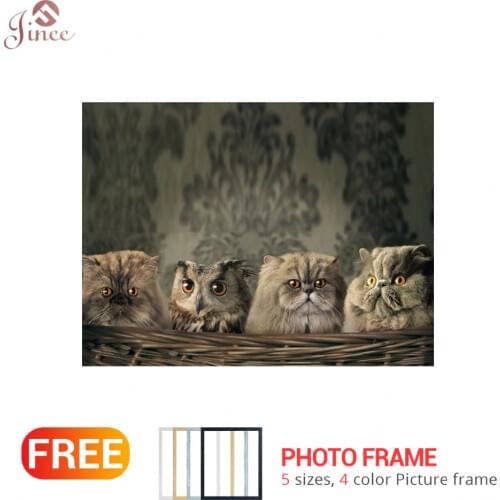 Framed Diamond Embroidery Landscape Owl Cat Full Drill Circular 5D DIY Diamond Painting Picture Of Rhinestone Decor Home Gift