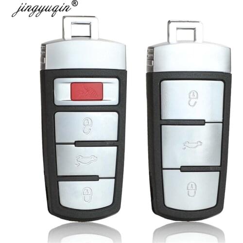 Jingyuqin 10pcs/lot Auto Car Smart key Shell Card for VW Magotan Passat CC Keyless Entry Fob Case 3/4 Buttons