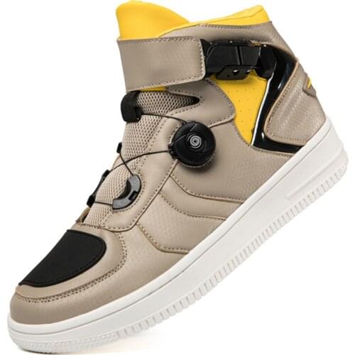 Yellow Motorcycle Boots Moto Motorbike Motorboats Breathable Men Riding Equiment Motocross Touring Biker Shoes Casual Chopper