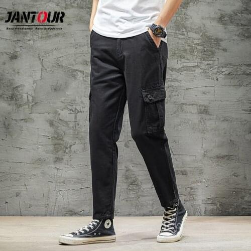 Jantour High Quality Mens Cargo Harem Pants 2020 Fashion Cotton Trousers Male Outdoor Joggers Pants Black Khaki Brand Clothes