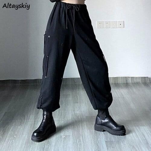 Pants Women Solid Summer Full Length Loose Leisure Streetwear Preppy Korean Style All-match Chic Retro Harajuku Daily Fashion