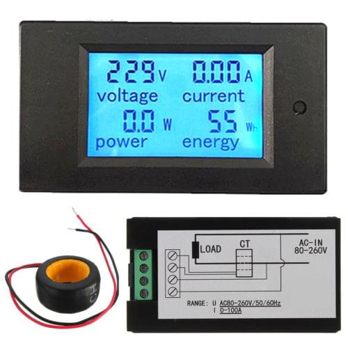 Digital LED Power Panel Meter Monitor Power Energy Voltmeter Ammeter Tester 100A