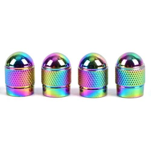 Color Aluminum Neon Lamp, Automobile Wheel Valve Cover, Bullet Design, Truck, Intake Cover, Valve Stem, Rim, 4-piece Set