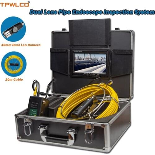 20m Cable 7" LCD Monitor Dual Lens Pipe Endoscope Inspection System 42mm Industrial Sewer Camera Used For Pipeline Inspection